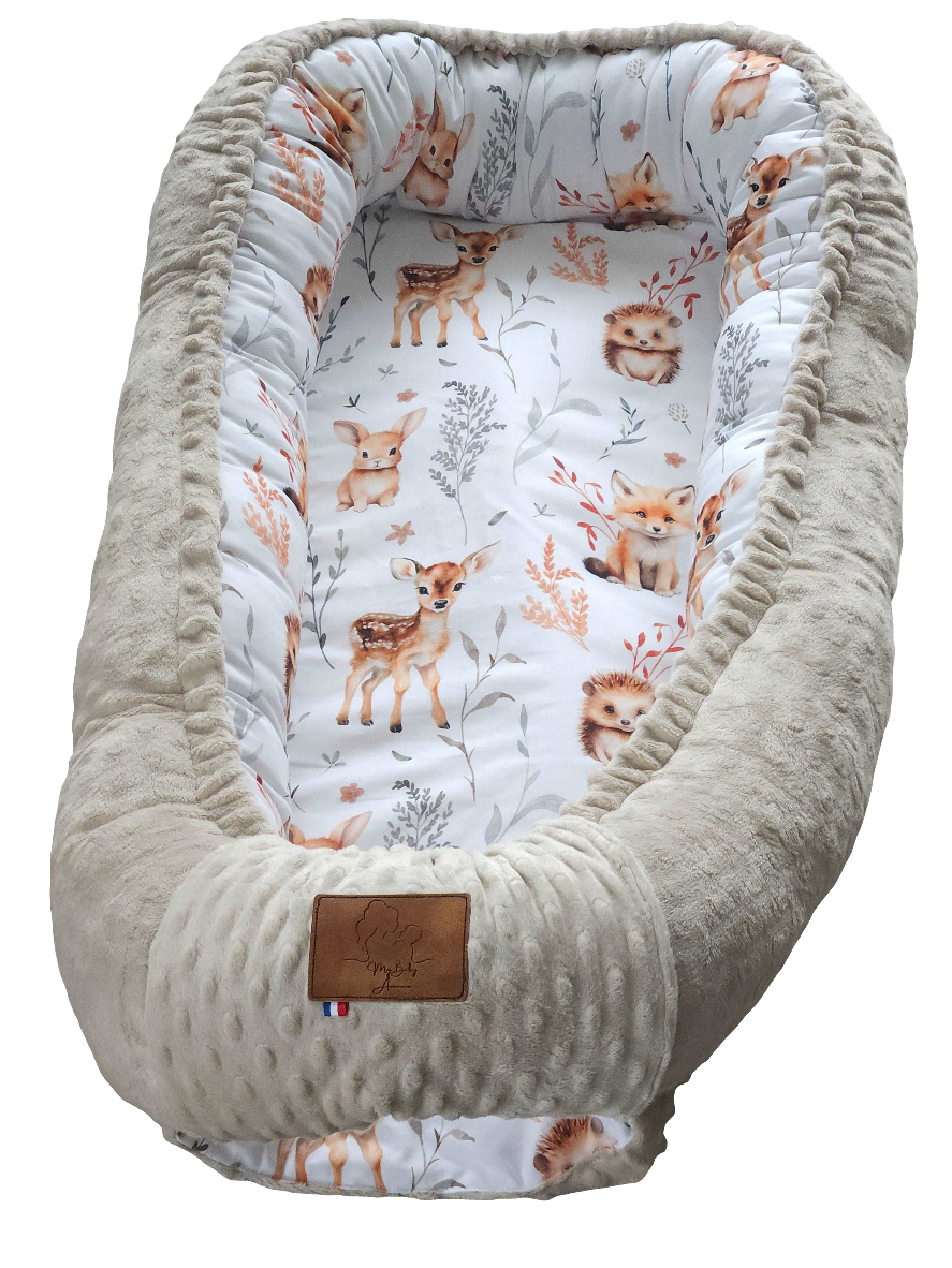 Réducteur de lit bébé animaux de la forêt beige My Baby Avenue