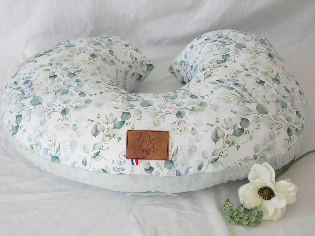 Coussin d’allaitement eucalyptus vert d’eau fait main My Baby Avenue