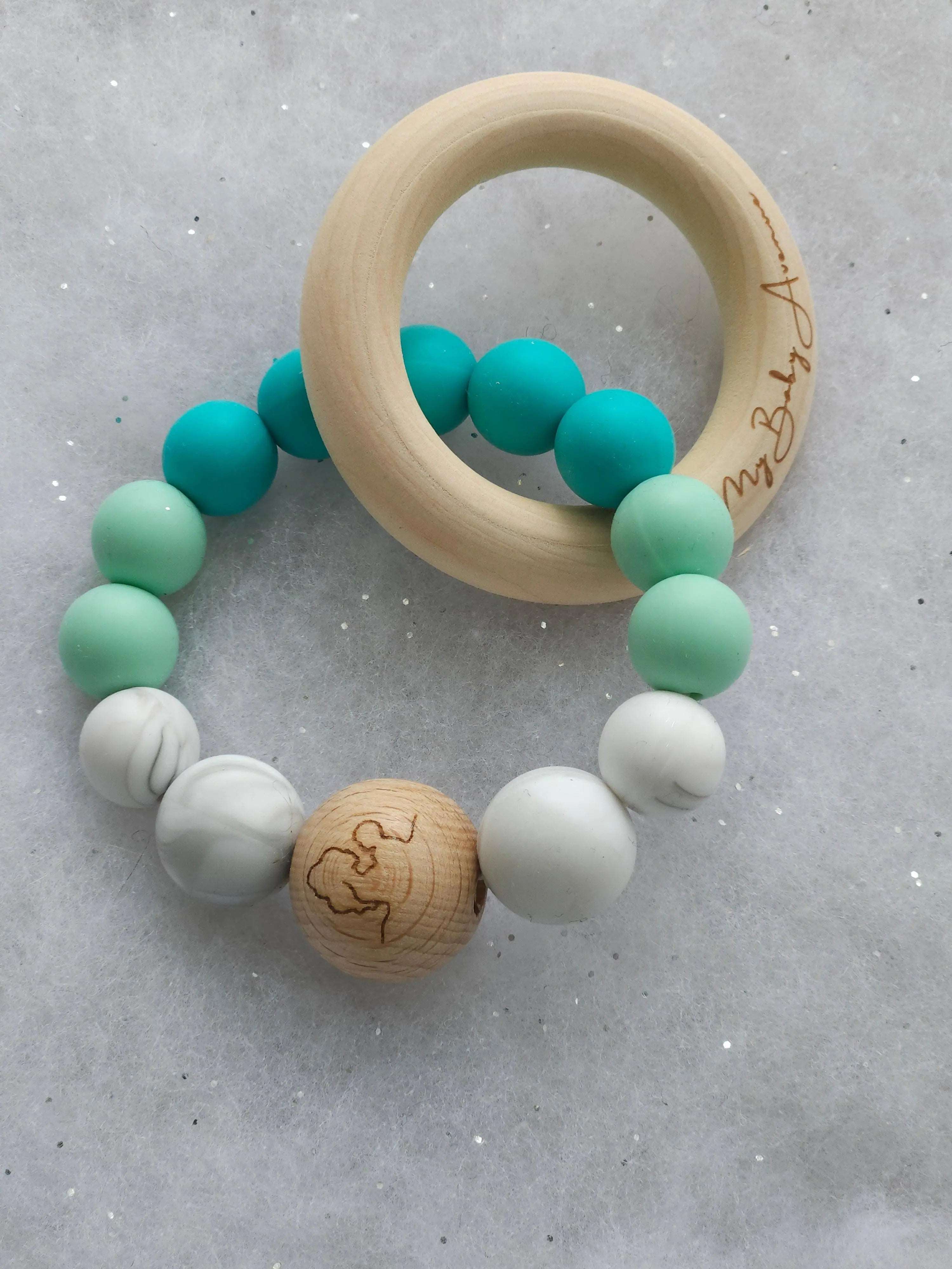 Anneau de dentition turquoise vert d’eau My Baby Avenue
