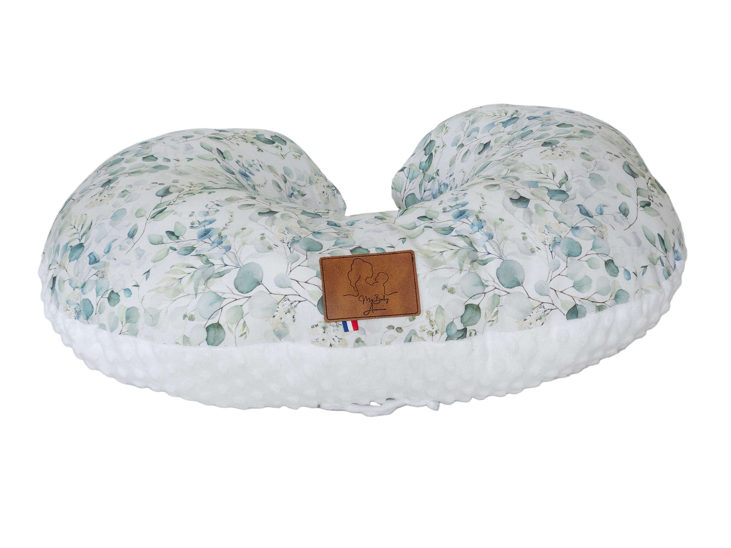 Coussin d’allaitement eucalyptus blanc fait main My Baby Avenue