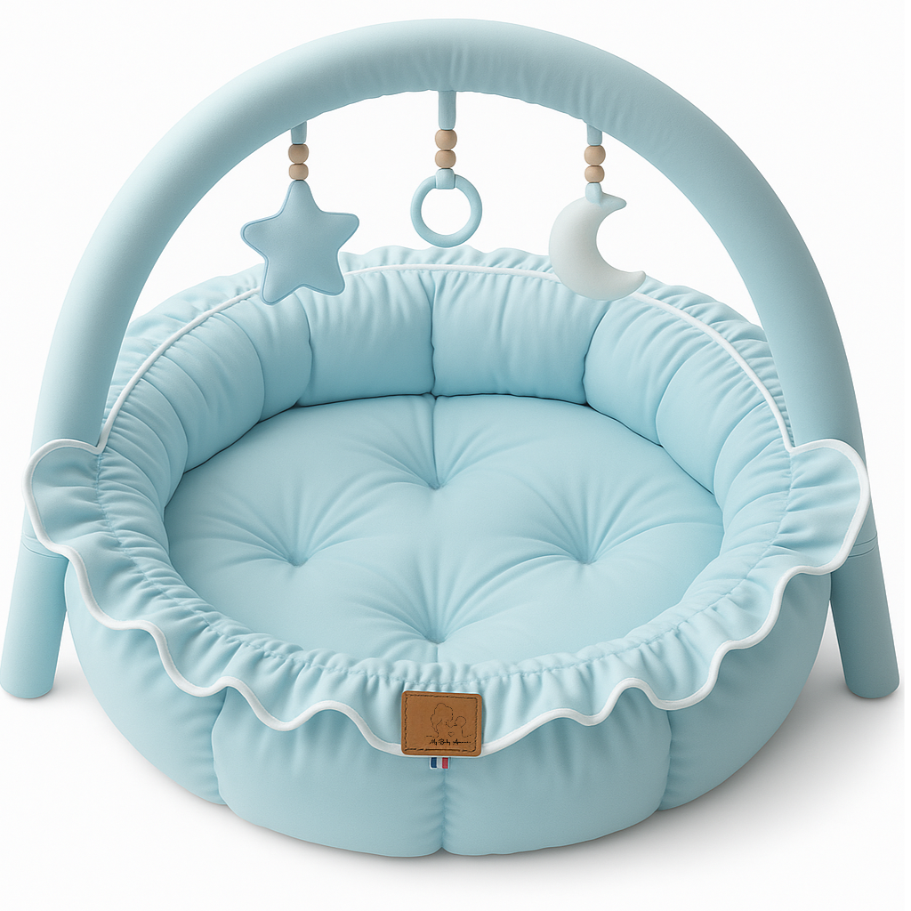 Tapis d’éveil 3-en-1 bleu ciel – Collection Essentiels – My Baby Avenue