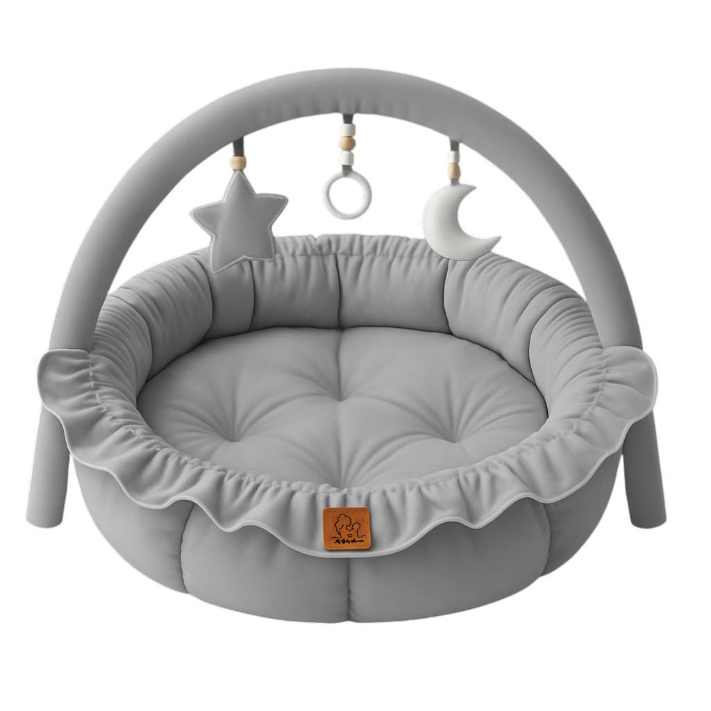 Tapis d’éveil 3-en-1 gris – Collection Essentiels – My Baby Avenue