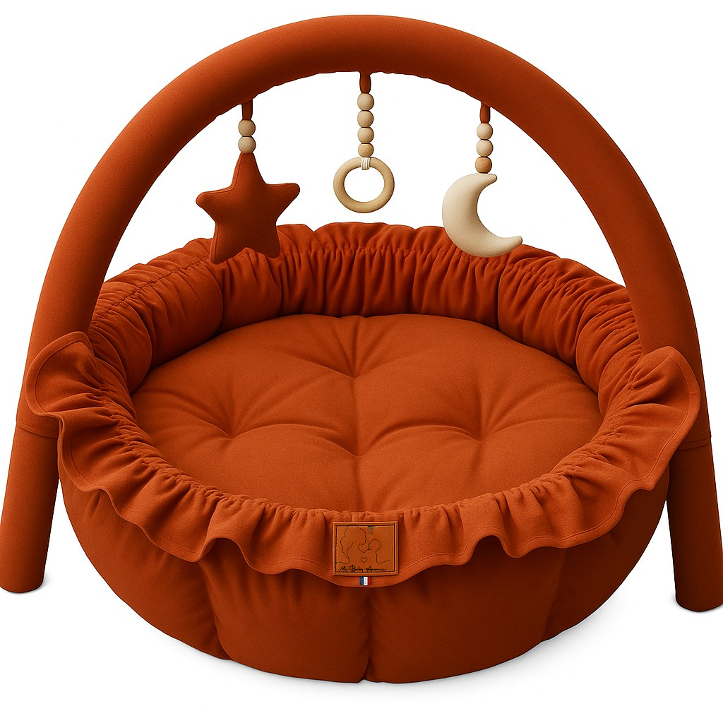 Tapis d’éveil 3-en-1 terracotta – Collection Essentiels – My Baby Avenue