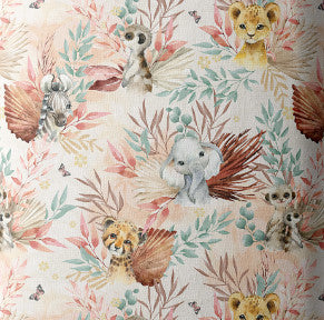 Tissu motif Animaux de la savane terracotta – My Baby Avenue