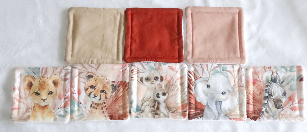 Lingettes lavables bébé motif Savane terracotta – My Baby Avenue
