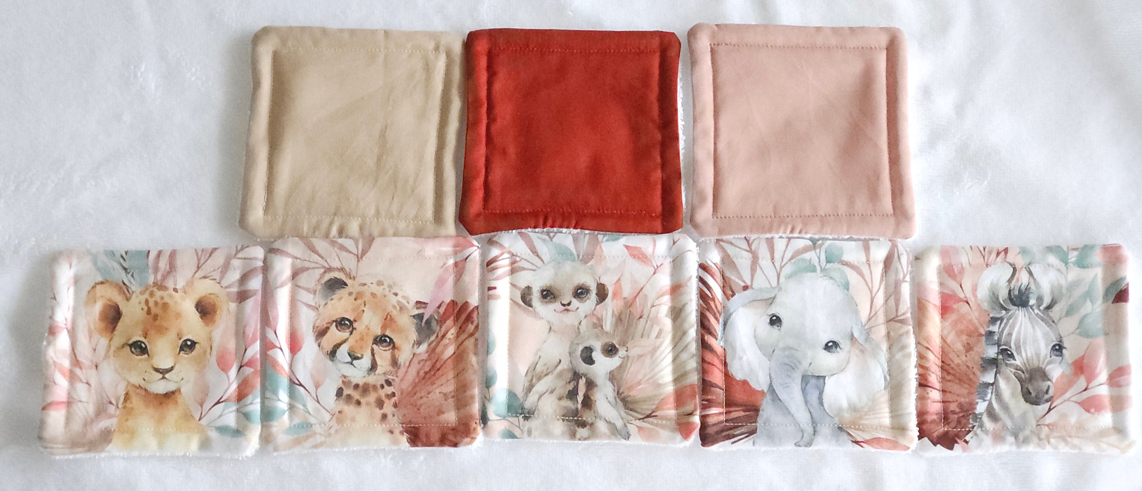Lingettes lavables bébé motif Savane terracotta – My Baby Avenue