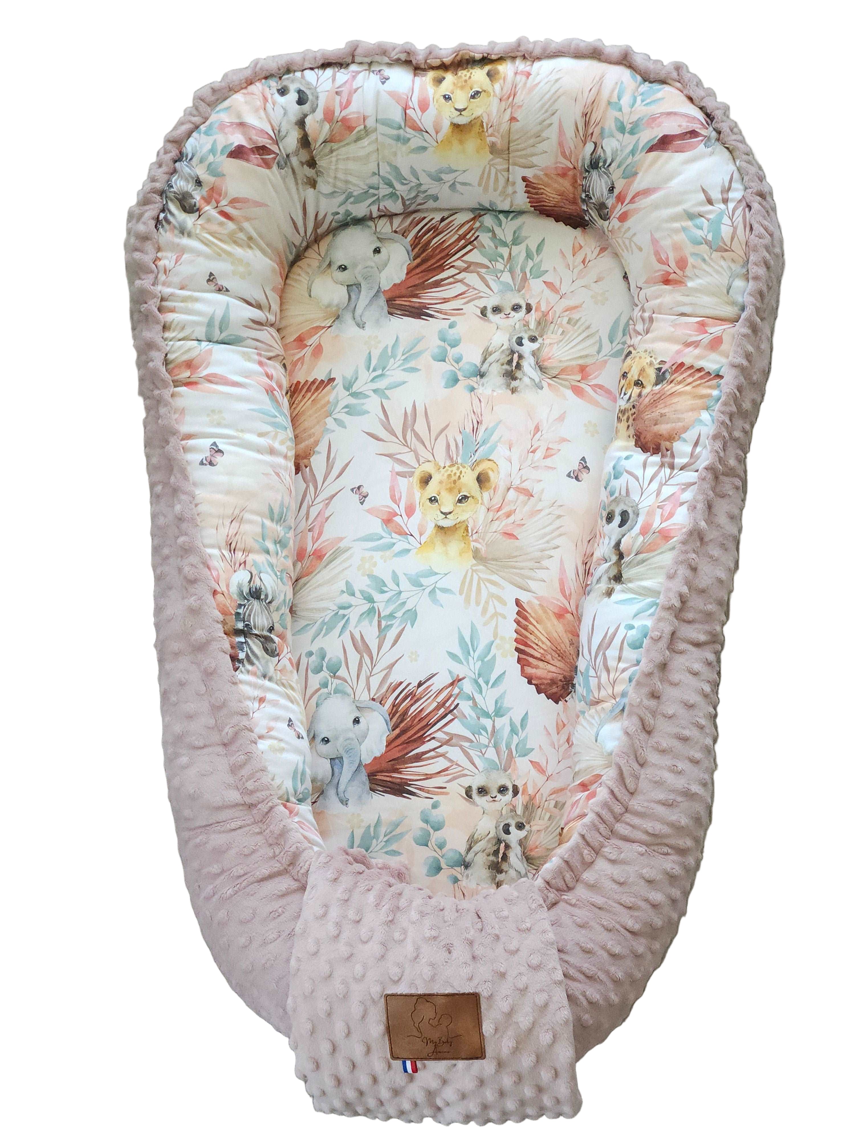 Réducteur de lit animaux de la savane rose poudré My Baby Avenue
